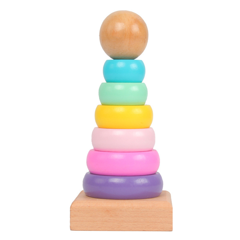 Kids Toys 2 Year Old - Детская Радужная башня, ободковая деревянная игрушка,