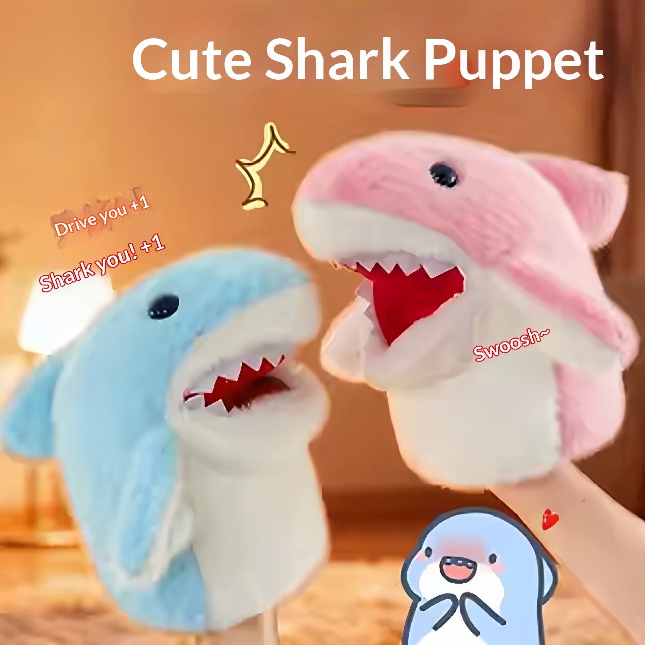 Soft Plush Doll - Плюшевая игрушка-перчатка в виде акулы, забавная