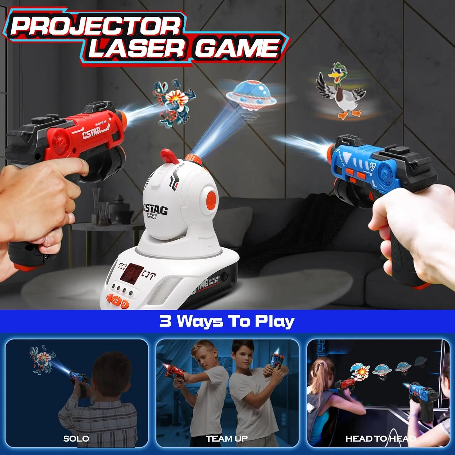 Laser Tag Set Kids - Набор для лазертага с проектором-мишенью, инфракрасные