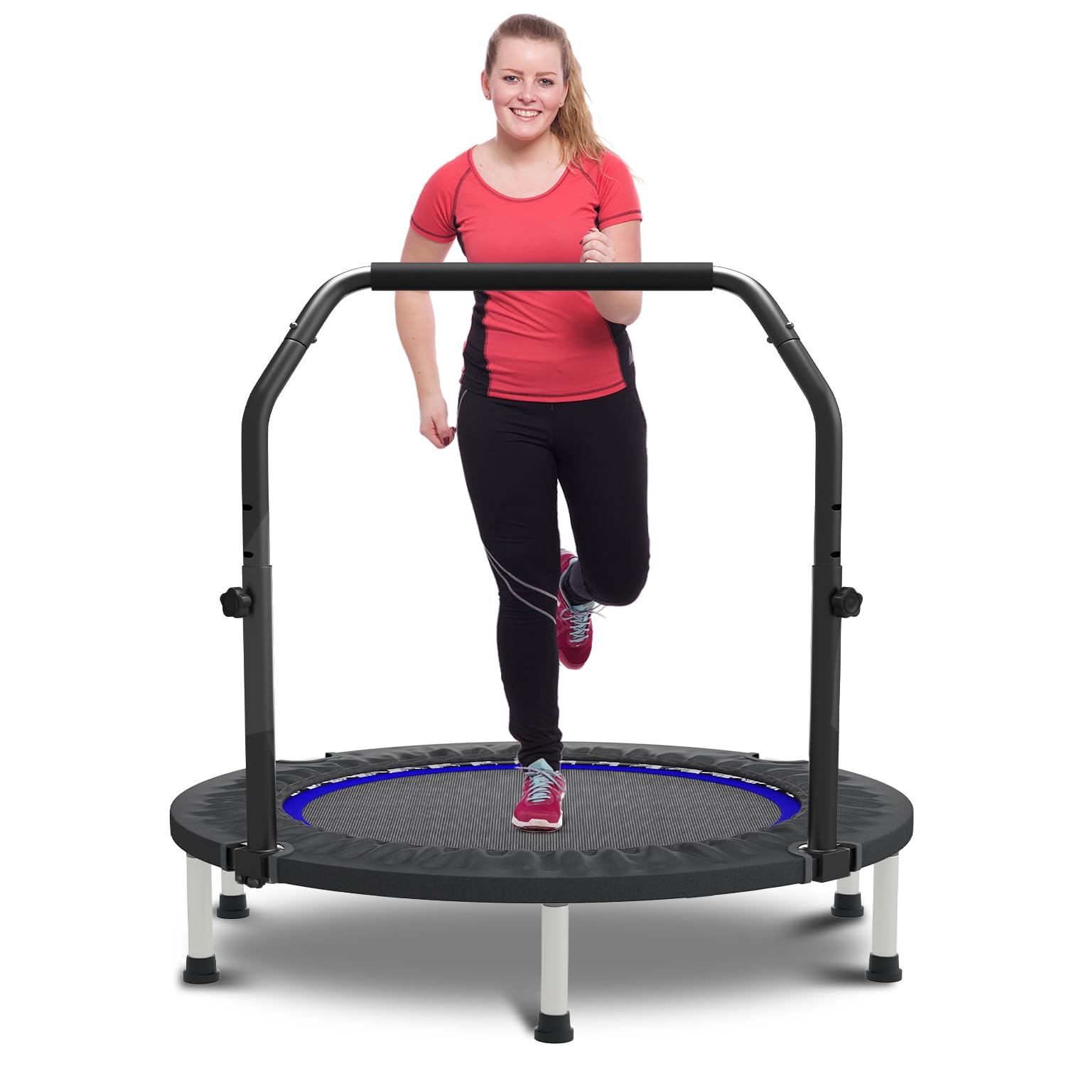Trampoline Mini Indoor - Мини-батут-ребаундер 40-48 дюймов, регулируемая перекладина для